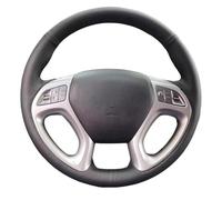 Car Steering Wheel Protective Cover For Hyundai For Ix35 2010 2011 2012 2013 2014 2015 DIY Steering Wheel Cover Non-slip Microfiber Leather Steering Wheel Braid(Black Thread)