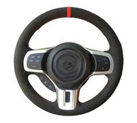 Car Steering Wheel Protective Cover For Mitsubishi For Lancer 10 For EVO For Evolution Steering Wheel Cover Hand-Stitched Black Leather Suede Car Accessories(Light Blue Thread)