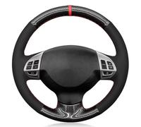 Car Steering Wheel Protective Cover For Mitsubishi For Lancer X 10 2007-2015 For Outlander 2006-2013 ASX 2010-2013 Car Steering Wheel Cover Black Carbon Fiber Suede(Light Blue Thread)