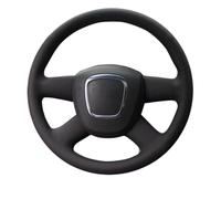 Car Steering Wheel Protective Cover For Old A4 B7 B8 A6 C6 2004-2011 Q7 2005-2011 Q5 2008-2012 DIY Micro Fiber Leather Car Steering Wheel Cover(Black Thread)