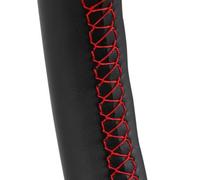Car Steering Wheel Protective Cover For Peugeot 307 2001-2008 307 For SW 2005-2008 Car Interior Steering Wheel Cover Black Microfiber Leather Trim Accessories(Red Thread)