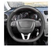 Car Steering Wheel Protective Cover For Seat For Leon For FR For CUPRA For MK2 1P 2009 2010 2011 2012 Hand-stitched Black Leather Suede Car Steering Wheel Cover(Red Blue Thread)