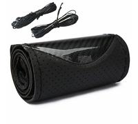 Car Steering Wheel Protective Cover For Steering Wheel 38 Cm Carbon Fiber Car Steering Wheel Cover SeW DIY Hand Stitch PU Leather Protector Braiding Cover(CA704-BK)
