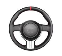 Car Steering Wheel Protective Cover For Toyota 86 For GT86 For For BRZ For Scion For FR-S For FRS 2012-2015 Hand Sew Black Leather Red Marker Steering Wheel Cover(White Thread)