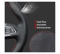 Car Steering Wheel Protective Cover For VW For Magotan For CC For Santana For Polo For Golf 7 For Tiguan For Tayron Leather Hand Sewing Car Steering Wheel Cover(White black)