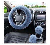 Car Steering Wheel Protective Cover Fur Car Steering Wheel Cover Warm Winter Car Handbrake Shift Cover Three-piece Set Heating Steering Wheel 38cm(Grey)