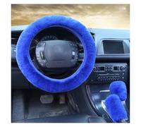 Car Steering Wheel Protective Cover Fur Car Steering Wheel Cover Warm Winter Car Handbrake Shift Cover Three-piece Set Heating Steering Wheel 38cm(Royal blue)