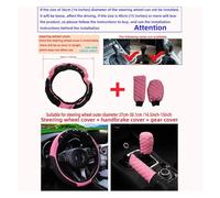 Car Steering Wheel Protective Cover PU Leather Embroidered Car Without Inner Ring Steering Wheel Cover Handbrake Cover Handle Cover 3-piece(Grey)