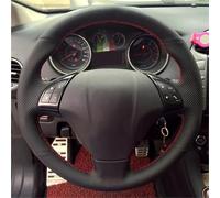 Car Steering Wheel Protector For Fiat For Bravo 2007-2011 Auto Interior Accessories Car Steering Wheel Cover Anti-Slip Black Leather Braid(White Thread)