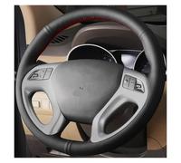Car Steering Wheel Protector For Hyundai For Ix35 For Tucson 2011-2015 Hand Sewing Non-Slip Black Artificial Leather Car Steering Wheel Cover Automotive(White Thread)