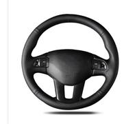Car Steering Wheel Protector For Kia For Sportage 3 2011-2014 For Ceed 2010 Hand-stitched Steering Wheel Covers Black Microfiber Leather Car Cover(Light blue Thread)