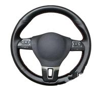 Car Steering Wheel Protector For Seat For Leon 1999-2015 Perforated Leather Hand Sewing Car Steering Wheel Cover Trim Black(Blue Thread)