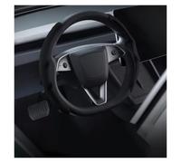 Car Steering Wheel Protector For Tesla For Model 3 Y For Highland For Juniper 2026 Suede Velvet Car Steering Wheel Cover DIY Carbon Fiber Texture Sport(Black)
