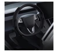 Car Steering Wheel Protector For Tesla For Model 3 Y For Highland For Juniper 2026 Suede Velvet Car Steering Wheel Cover Carbon Fiber Texture Sport(Black)