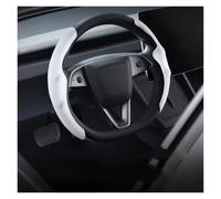 Car Steering Wheel Protector For Tesla For Model 3 Y For Highland For Juniper 2026 Suede Velvet Car Steering Wheel Cover DIY Carbon Fiber Texture Sport(White)