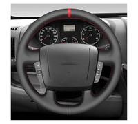 Car Steering Wheel Protector Steering Wheel Cover For Citroen For Jumper For Relay Black Faux Leather DIY Car Steering Wheel Braid Cover(Black Thread)
