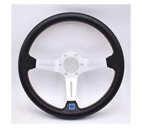 Car Steering Wheel,Racing Steering Wheel Sport 14inch Lightweight Aluminum Drift Sport Real Leather(Silver)