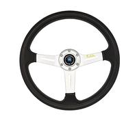 Car Steering Wheel,Racing Steering Wheel Sport 14inch Racing Car Copy Wood with Black Spoke Classic(PU-silver)