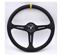 Car Steering Wheel,Racing Steering Wheel Sport 380mm/15inch Racing Car Real Leather Drifting(Black)