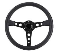Car Steering Wheel, Steering Wheel Universal 14inch 350mm OP Drift Sport Steering Wheel Suede Leather Steering Wheels350mm/14in For Style 6-Bolt Black Leather Racing Steering Wheel Gray Stitching With
