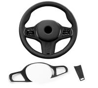 Car Steering Wheel Trim Sticker Cover Compatible with BMW 3 4 5 6GT 7 8 Series, X2-X7 I4 Z4 M2-M8 X3M X4M X5M X6M Steering Wheel Patch G20 G21 G22 G26 G29 G30 G32 G42 F44 F90 F95 F96 Carbon Fibre