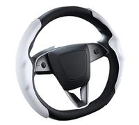 Car Steering Wheel Wrap For Tesla For Model 3 Y For Highland For Juniper Suede Car Steering Wheel Cover Hand Sewing Soft Leather Braiding Stee(White)