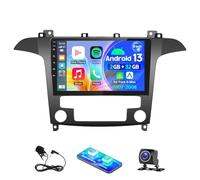 Car Stereo 2 Din for Ford S-Max 2007-2015, Car Radio Receiver 2+32G with Wireless Carplay Android Auto, 9 inch IPS Touch Screen WIFI GPS Sat Navi Bluetooth FM/RDS Mirrorlink Split Screen Backup Camera
