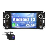 Car Stereo for Jeep Wrangler JK 2007-2018 Radio Dodge Ram 1500 2500 3500 7 Inch Touch Screen Stereo with Carplay, Android Auto, GPS Navigation, Bluetooth, SWC, FM, AM, Camera