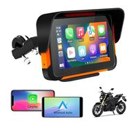 Car Stereo for Motorcycle, Universal Motorbike Wireless CarPlay & Android Auto GPS Navigation Dual Bluetooth, 5 Inch IPS Touchscreen Waterproof & Dustproof IP67 Navigator EQ System Voice Control