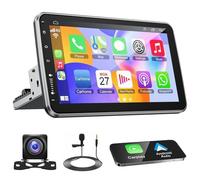 Car Stereo Radio Android 14 Carplay/Android Auto Universal Player GPS Navigation 4G+64G Rotatable Touchscreen 10 inch Bluetooth Mirror Link Steering Wheel Control Driving Recorder Single Din