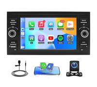 Car Stereo Radio Compatible for Ford Transit 2006-2009 with Carplay Android Auto GPS Navigation 7in Touchscreen Car Radio Player with Bluetooth Wifi RDS SWC Mirror Link Split Screen + Backup Camera