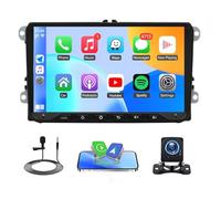 Car Stereo Radio Compatible for VW Caddy 2015 with Carplay Android Auto GPS Navigation 9in Touchscreen Car Radio Player with Bluetooth Wifi FM/RDS SWC Split Screen + Backup Camera