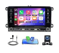 Car Stereo Radio Compatible for VW Tiguan 2016 2.0 TDI 4 Motion with Carplay Android Auto GPS Navigation 7in Touchscreen Car Radio Player with Bluetooth Wifi FM/RDS SWC Split Screen + Backup Camera