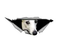 Car Sticker 22 cm (8.7 Inch) Whippet Sticker Funny 3D Ripped Car Sticker White Whippet Reflective Car Sticker Pet Dog Waterproof Sticker