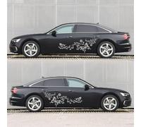 Car Sticker, Butterfly Flower Pattern Vinyl Sticker Decal,Car Side Skirt Stickers Suitable for Automobiles, SUV,Trucks Decorative Decal 2PCS(Grey)