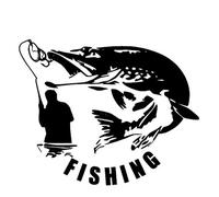 Car Sticker Car Gone Pike Fishing Decals Car Styling Funny Sunscreen Stickers PVC Sticker(Black)
