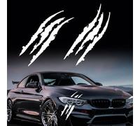 Car Sticker Claws Scratch, 2Pcs Claw Mark Car Decal Black Claw Marks Headlight Decal Claw Mark Sticker Waterproof Monster Claw Scratch Decal for Car (White)
