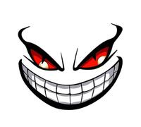 Car Sticker - Devil Smile Car Decal | Motorcycle Helmet Sticker | Reflective Car Sticker | Devil's Teeth Car Styling Decals | Devil Eyes with Smile Car Decals | Funny Car Sticker for Motorcycles