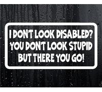 Car Sticker I Don't Look Disabled You Don't Look Like Stupid, Large | Novelty, Bumper Door Boot Decal, Present
