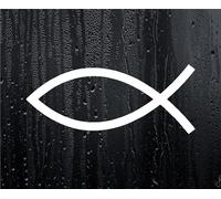 Car Sticker Ichthys Jesus Fish Christian Religious Symbol, Large x2
