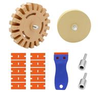 Car Sticker Remover Kit, 2 Pcs Rubber Eraser Wheel Decal Remover with Drill Adapter, 1 Plastic Scraper with 10 Plastic Blades for Removing Vinyl, Glue, Foil, Stickers, Adhesive Residue on Car Rv Boat