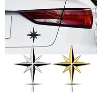 Car Sticker Star Emblem for Mercedes Benz C E S M Serie CLK GLK GL AB AMG GLS GLE AMG, 3D Decorative Stylish Exterior Waterproof Decal Adhesive Tuning Trim,Gold