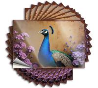 Car Stickers A Peacock Amidst Lavender and Pink Flowers Stickers 10Pcs Funny Sticker Car Accessories(8X12CM)