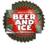 Car Stickers and Decals 24/7 Beer & Ice: Next Service 10 Miles Away Stickers 10Pcs Toolbox Stickers and Decals Decal Stickers for Car(12X18CM)