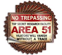 Car Stickers and Decals Area 51 Warning Sign: Top Secret Research Facility Stickers 10Pcs Toolbox Stickers and Decals Decal Stickers for Car(12X18CM)