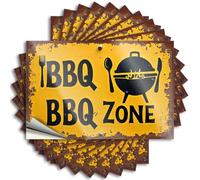 Car Stickers and Decals BBQ Zone: Fork, Spoon, Grill, Fire, Yellow Background Stickers 10Pcs Love Stickers Car Stickers Funny(6X9CM)