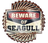 Car Stickers and Decals Beware of Seagull Funny Sticker 10 Pcs Decor Signs Car Stickers Christmas(6X9CM)