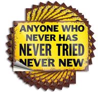 Car Stickers and Decals Bold Quote On Yellow Background: Anyone Who Never Has Tried Stickers 10Pcs Toolbox Stickers and Decals Decal Stickers for Car(8X12CM)
