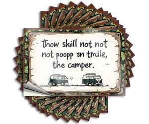 Car Stickers and Decals Camper Rules: Thou Shalt Not Poop On Thy Mile Stickers 10Pcs Toolbox Stickers and Decals Decal Stickers for Car(8X12CM)
