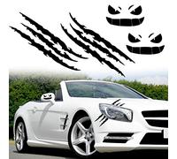 Car Stickers And Decals, Car Claw Sticker Demon Smiley Face Car Sticker Monster Claw Car Sticker Car Headlight Mirror Sticker Claw Scratch Decal For Car Halloween Decor 4PCS (Black claw and smile)